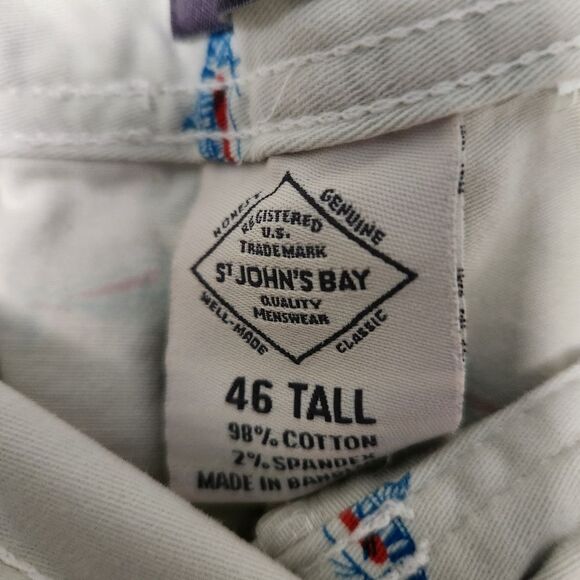 St. John's Bay Mens Flat Front Comfort Stretch Shorts Birch Sail Fish 46 Tall - Picture 5 of 7